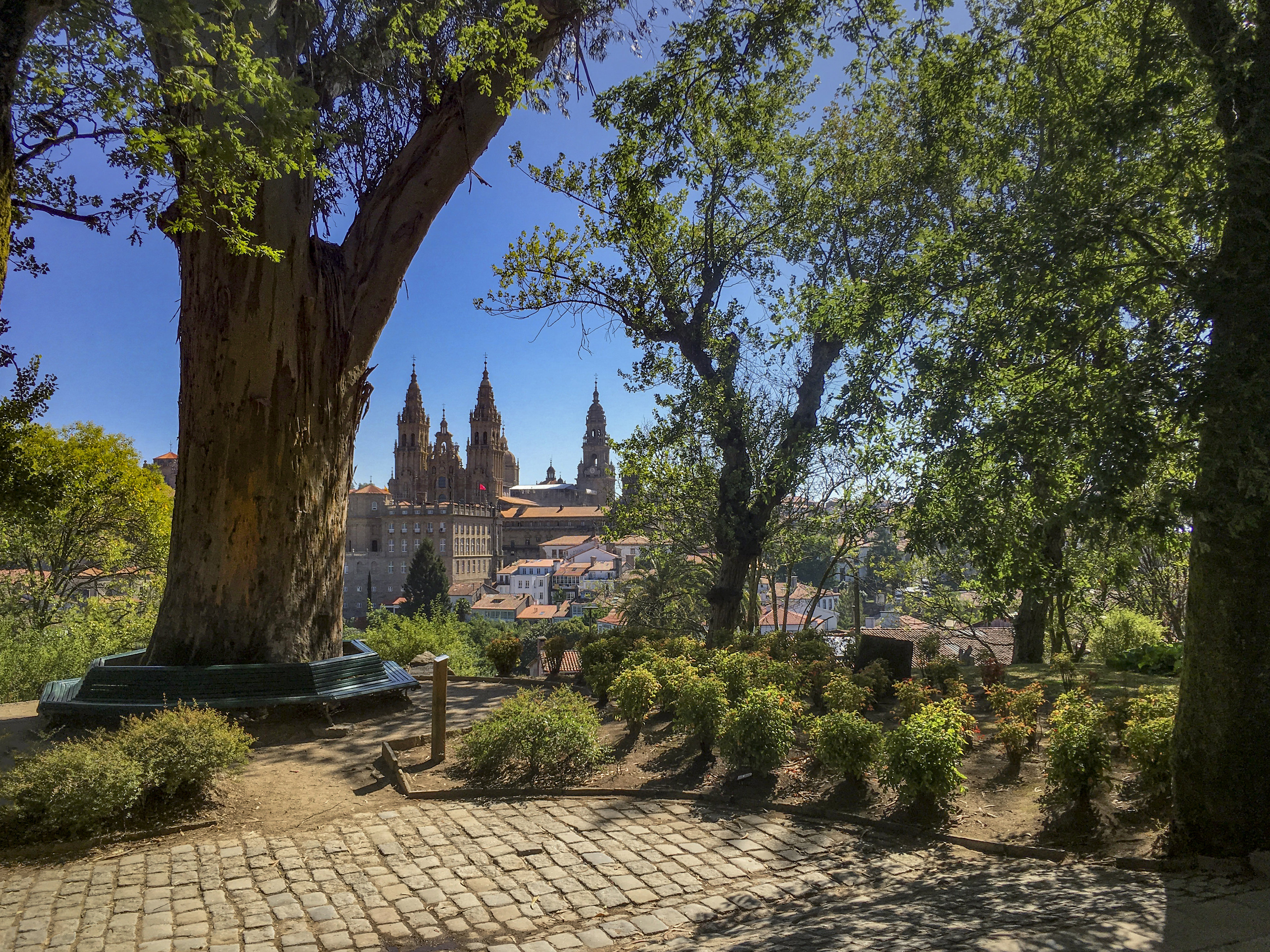 View of the Santiago Cathedral from Alameda Park